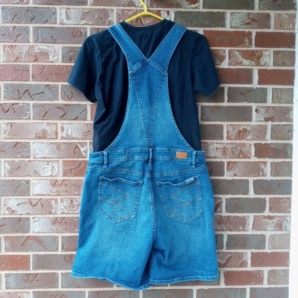 Seven7 Denim Cotton Stretch Jean Bib Overall Shorts Size 8 - Picture 2 of 9